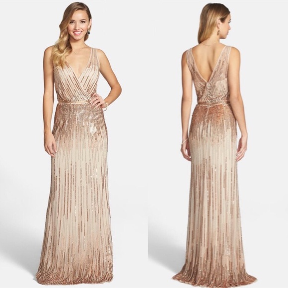 adrianna papell dress rose gold